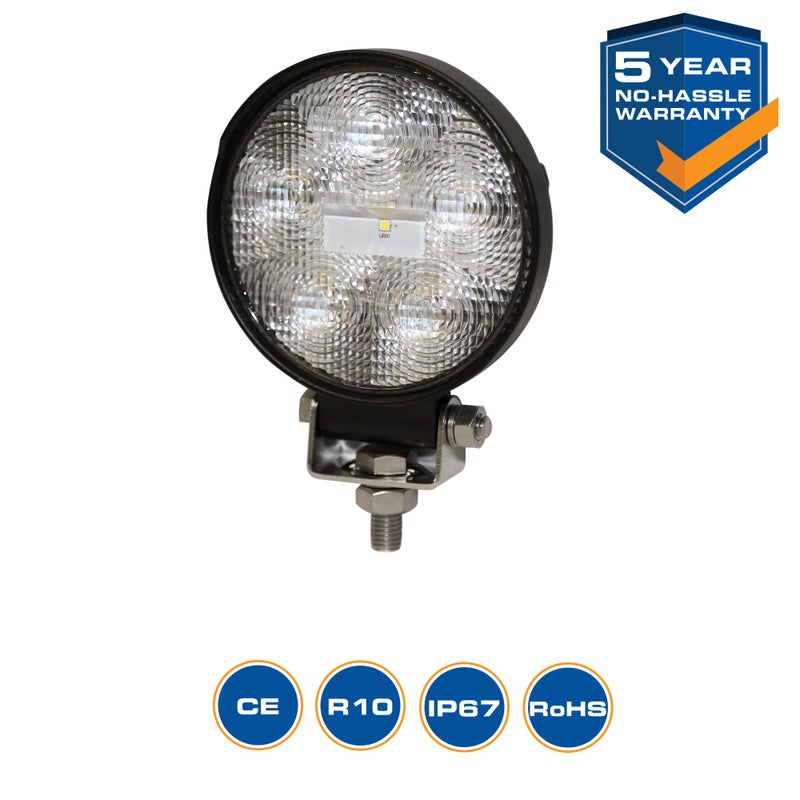 ECCO LED Work light 5 Inch Round White Flood Beam 18W 700lm 12V 24V Waterproof for Commercial Vehicle Light, Tow Truck, Work Truck, Construction Vehicle, 5 Year Warranty - Image 4